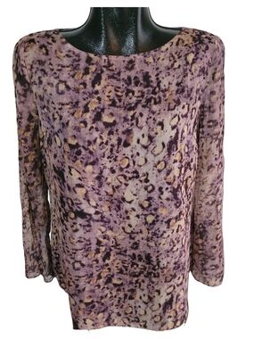 Laura Petites Women’s Purple Patterned Long Sleeve Top Size 4